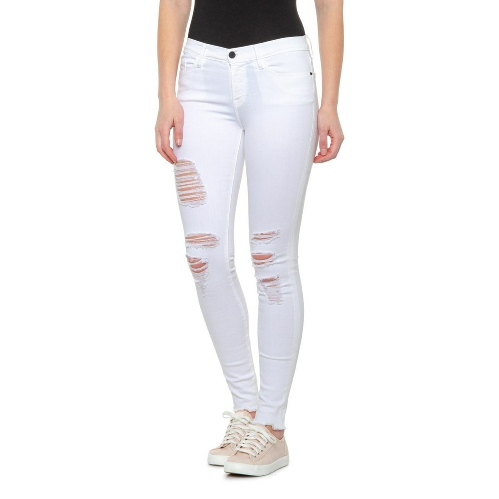 $225 FRAME White le skinny De Jeanne' Ripped Jeans Size 28